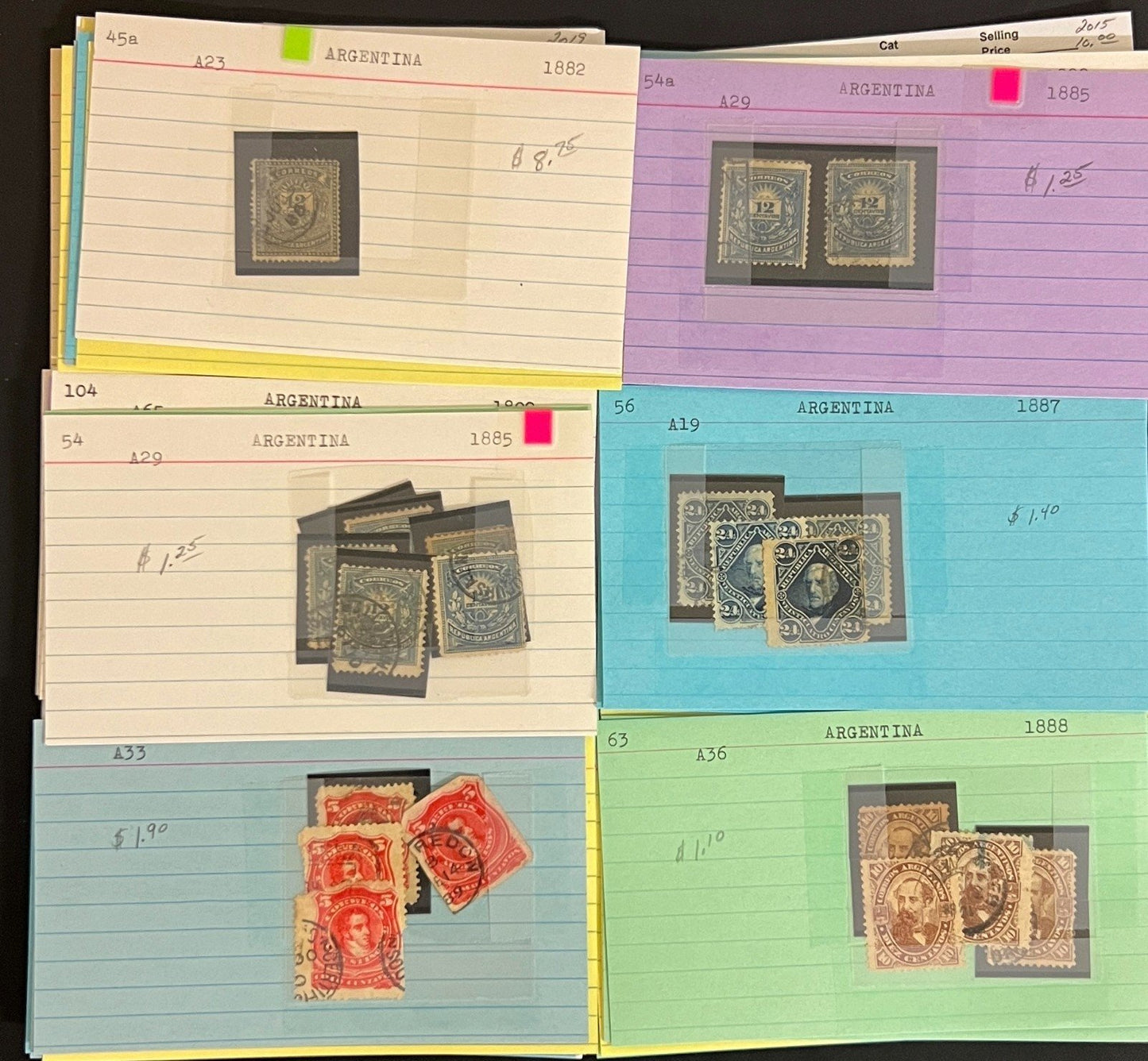 Argentina, Peru & Colombia Stamp Collection On Hundreds of Dealer Cards ZAYIX
