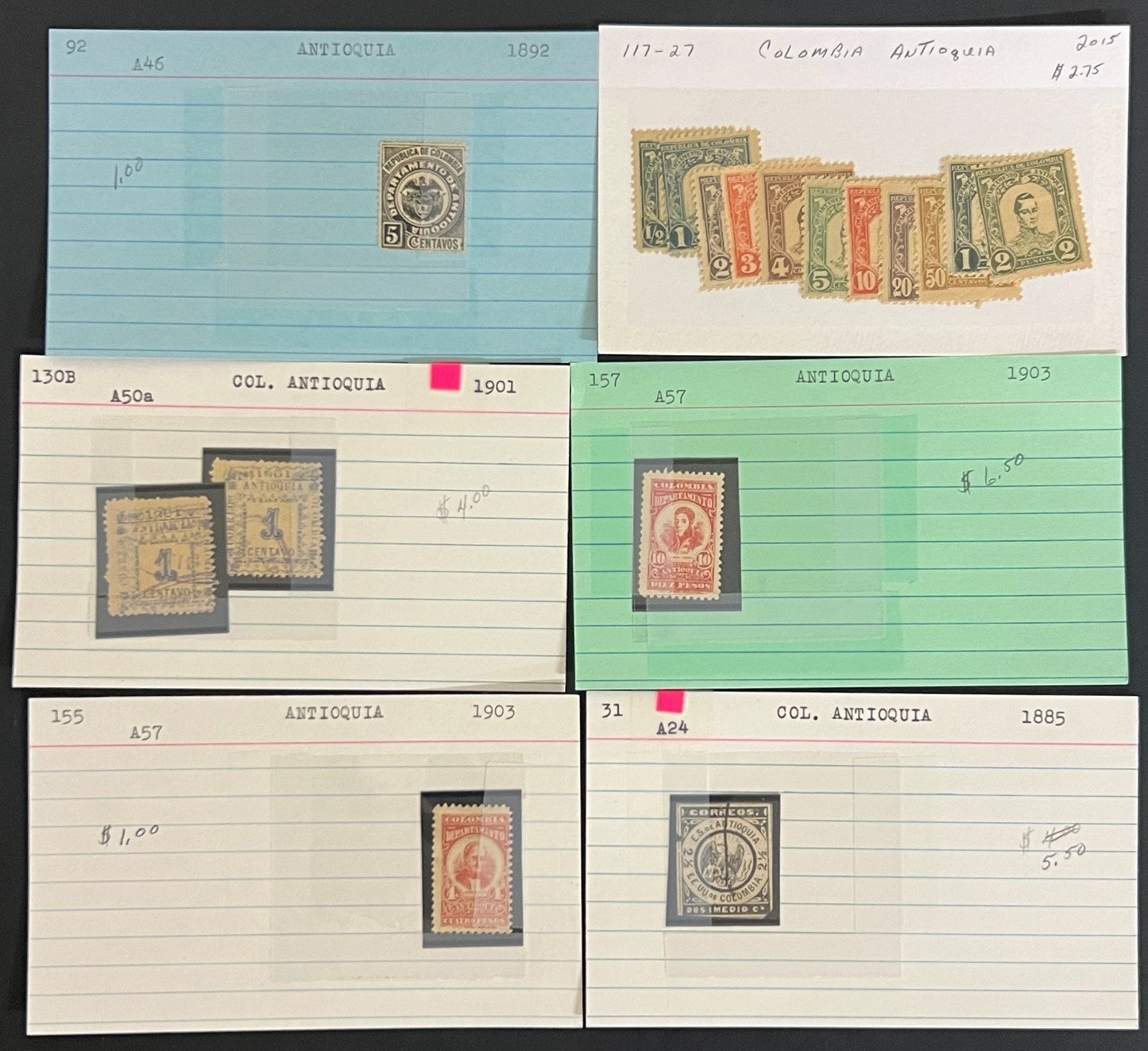 Argentina, Peru & Colombia Stamp Collection On Hundreds of Dealer Cards ZAYIX