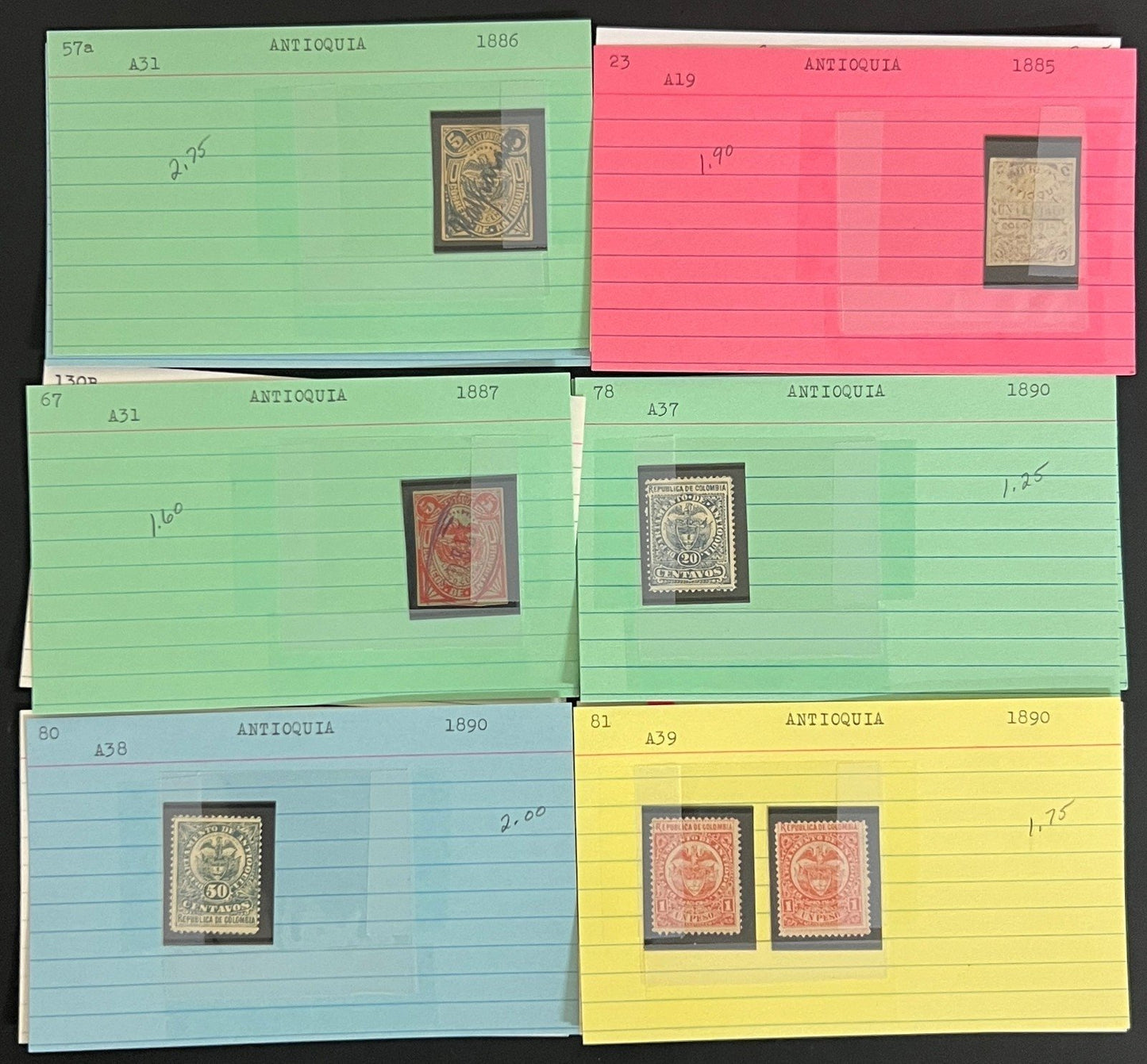 Argentina, Peru & Colombia Stamp Collection On Hundreds of Dealer Cards ZAYIX