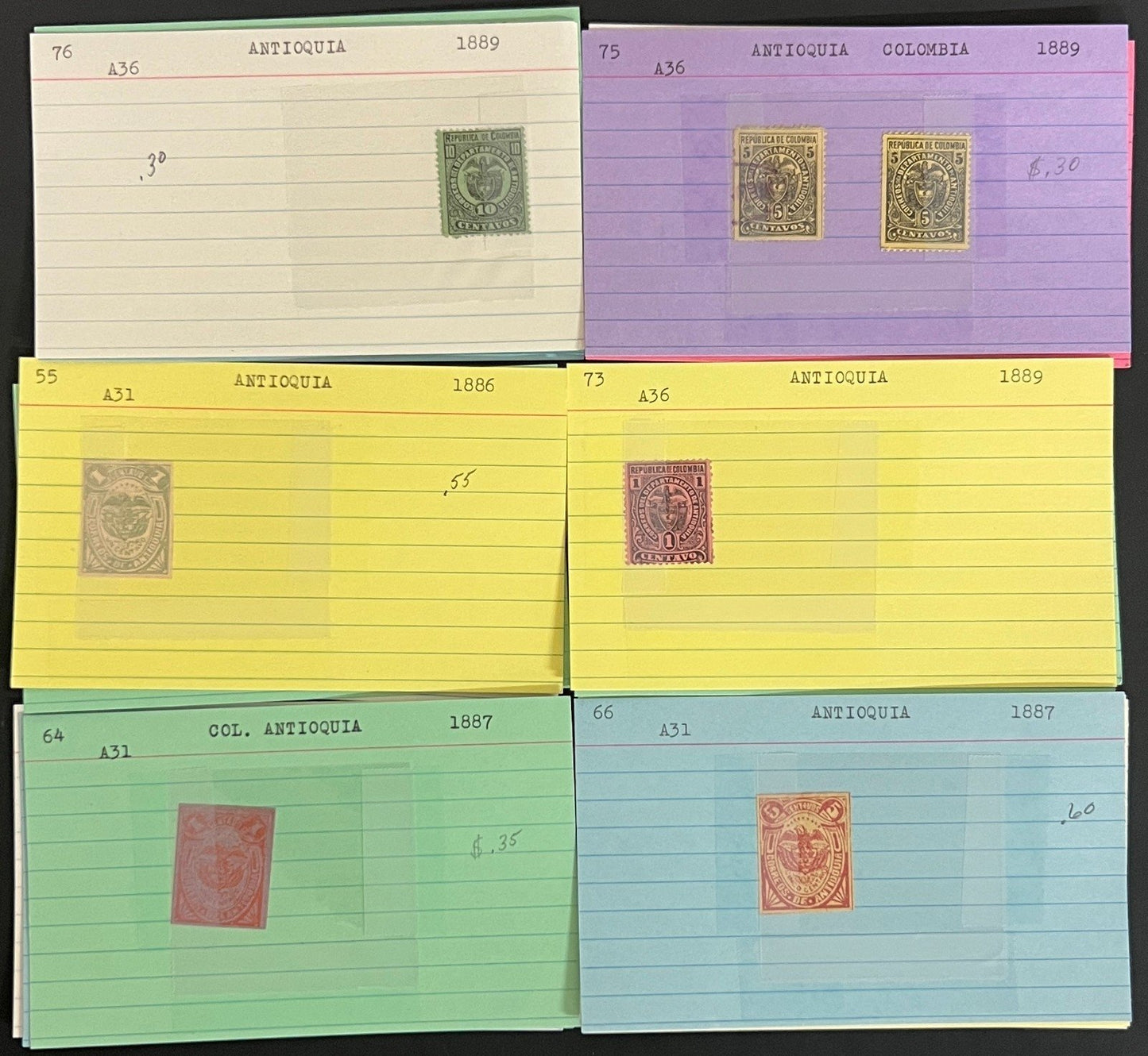 Argentina, Peru & Colombia Stamp Collection On Hundreds of Dealer Cards ZAYIX