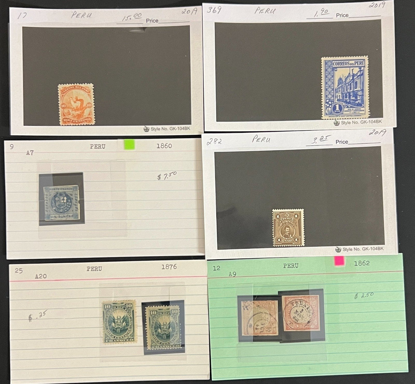 Argentina, Peru & Colombia Stamp Collection On Hundreds of Dealer Cards ZAYIX
