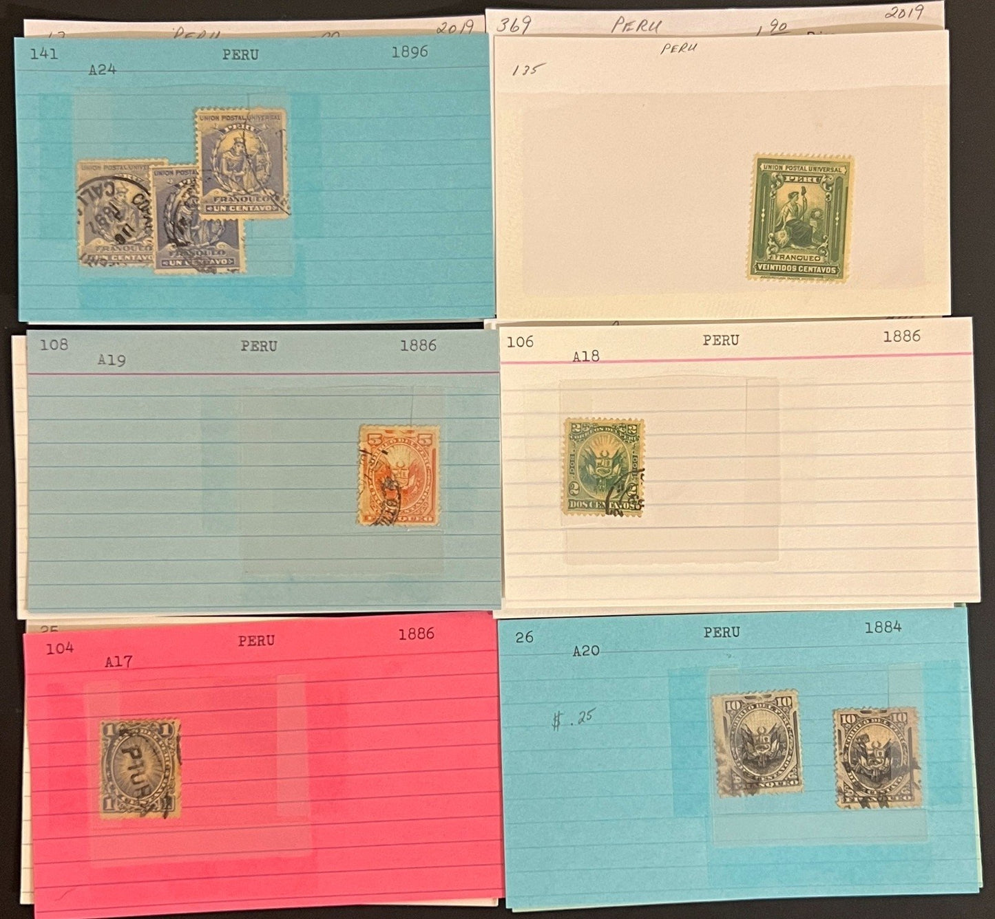 Argentina, Peru & Colombia Stamp Collection On Hundreds of Dealer Cards ZAYIX