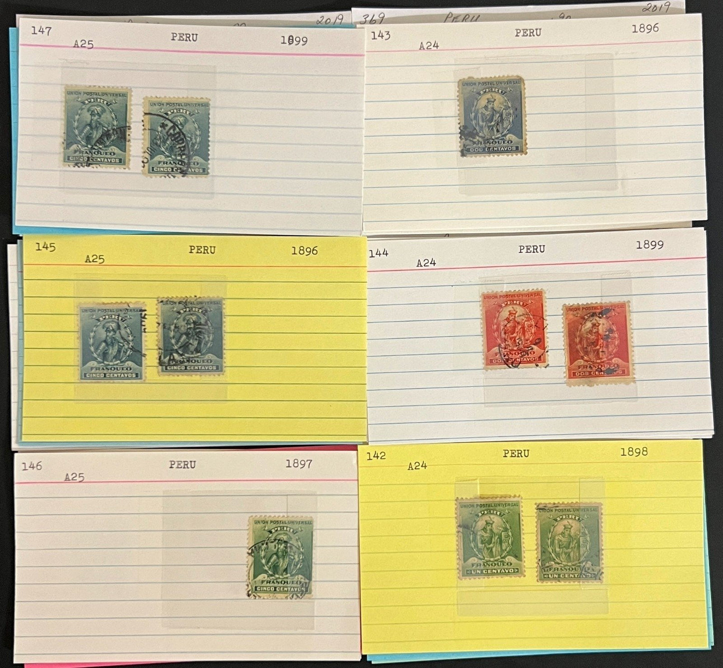 Argentina, Peru & Colombia Stamp Collection On Hundreds of Dealer Cards ZAYIX