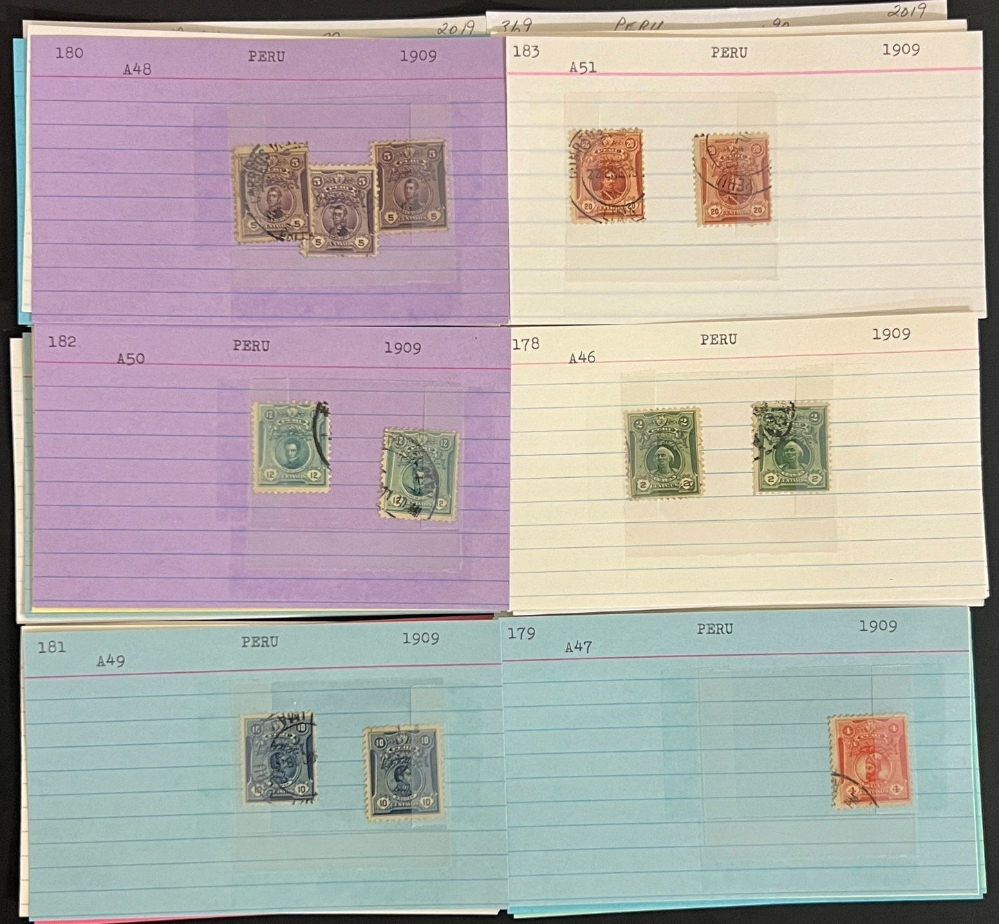 Argentina, Peru & Colombia Stamp Collection On Hundreds of Dealer Cards ZAYIX
