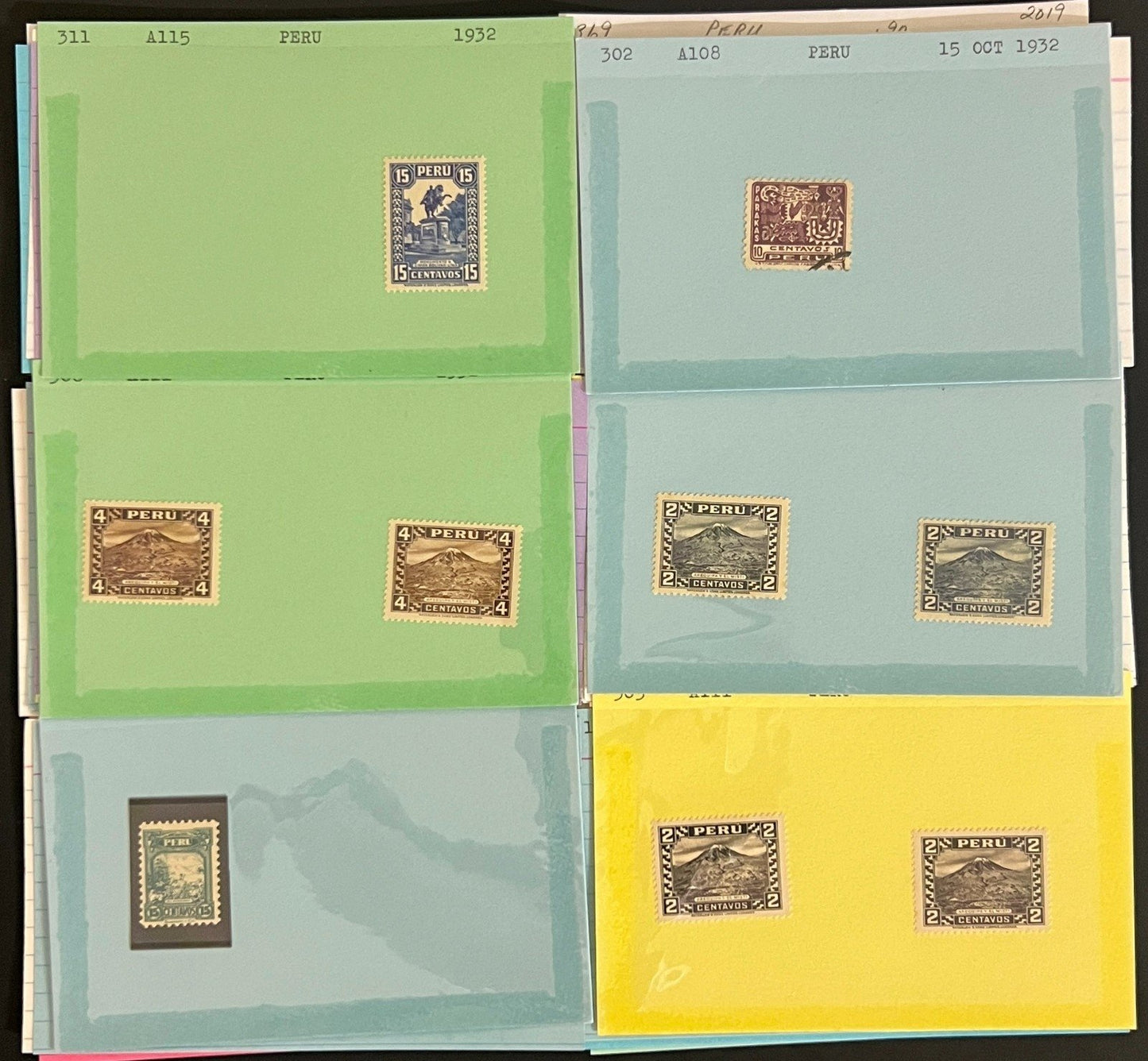 Argentina, Peru & Colombia Stamp Collection On Hundreds of Dealer Cards ZAYIX