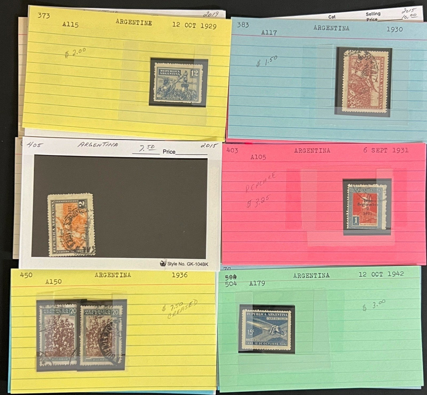Argentina, Peru & Colombia Stamp Collection On Hundreds of Dealer Cards ZAYIX