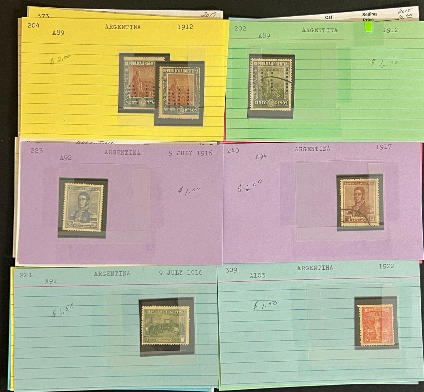 Argentina, Peru & Colombia Stamp Collection On Hundreds of Dealer Cards ZAYIX