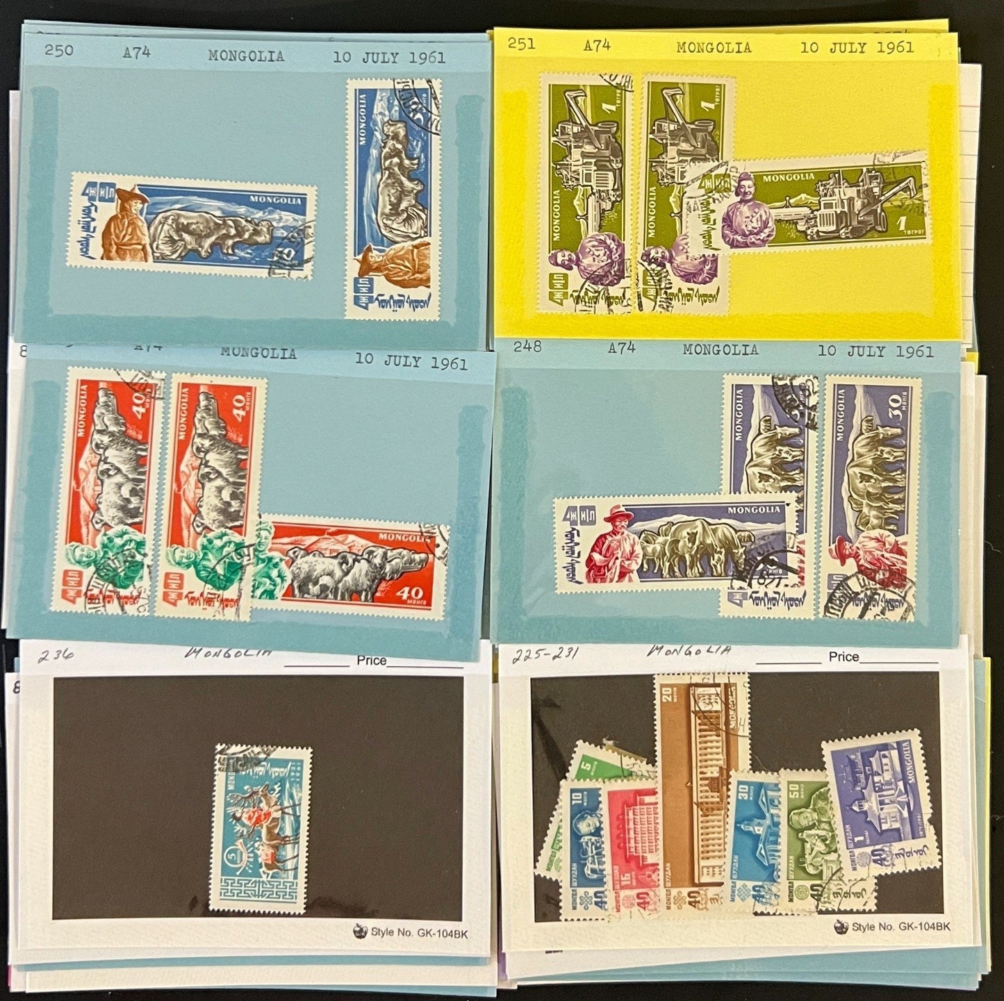Mongolia & Malaya Stamp Collection On Hundreds of Dealer Cards ZAYIX