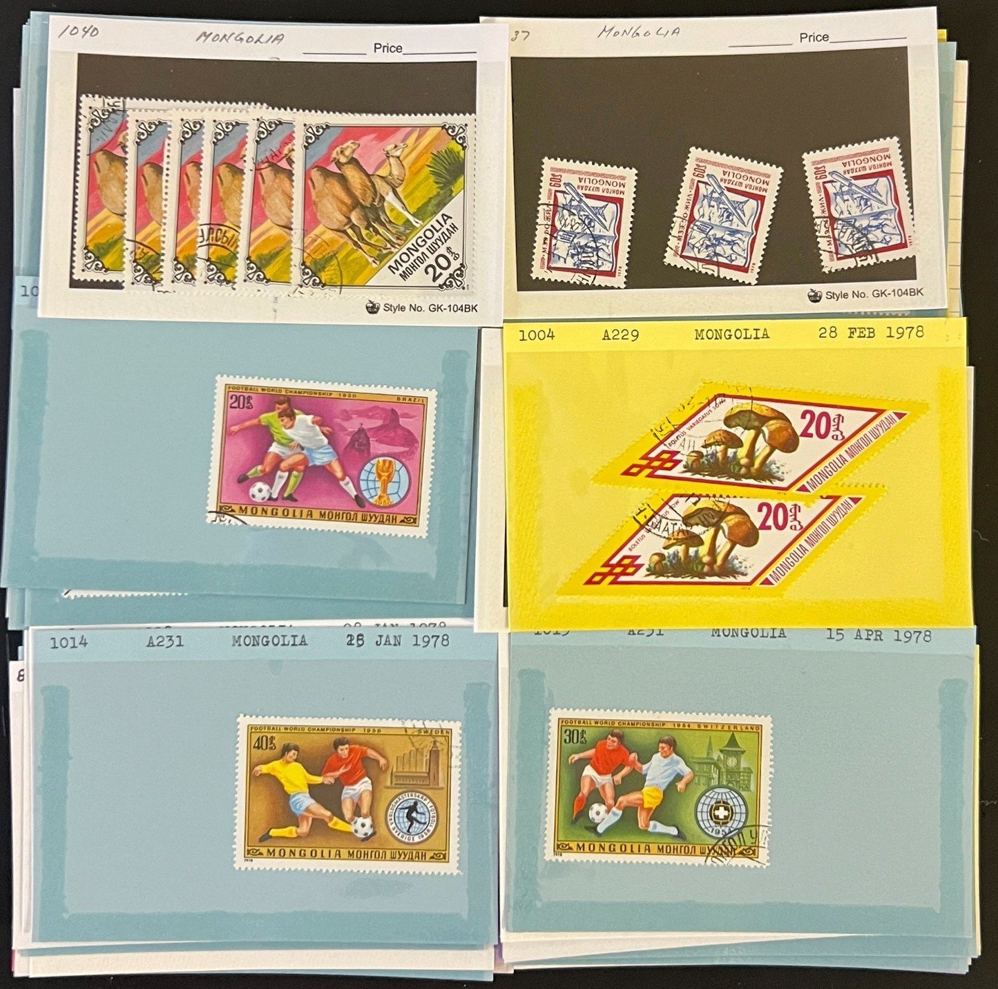 Mongolia & Malaya Stamp Collection On Hundreds of Dealer Cards ZAYIX