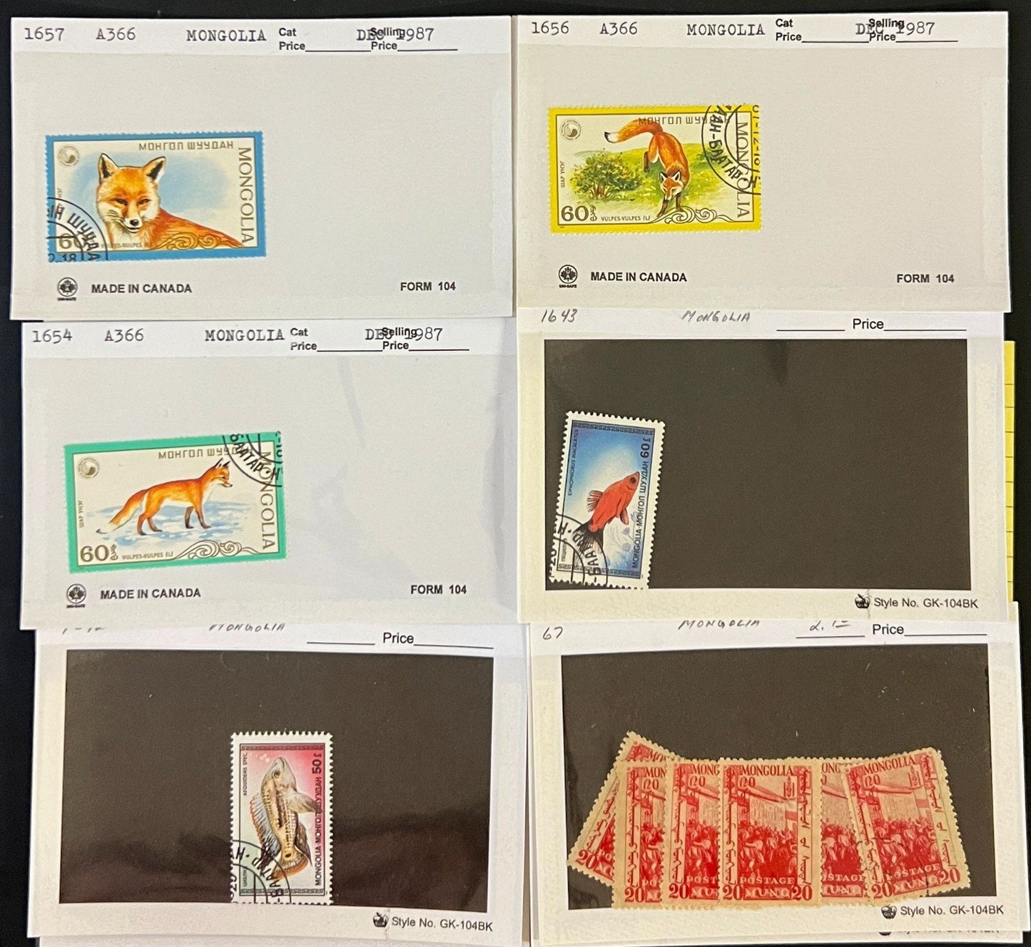 Mongolia & Malaya Stamp Collection On Hundreds of Dealer Cards ZAYIX