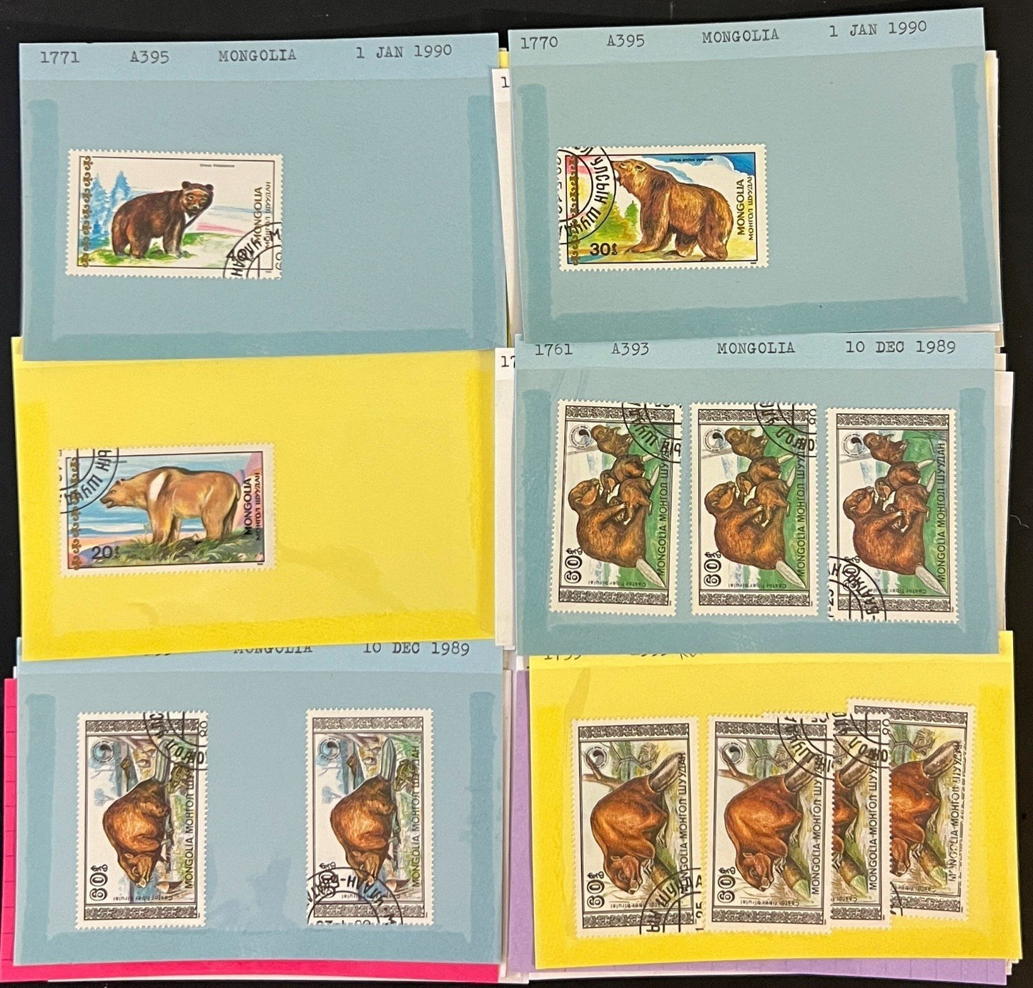 Mongolia & Malaya Stamp Collection On Hundreds of Dealer Cards ZAYIX