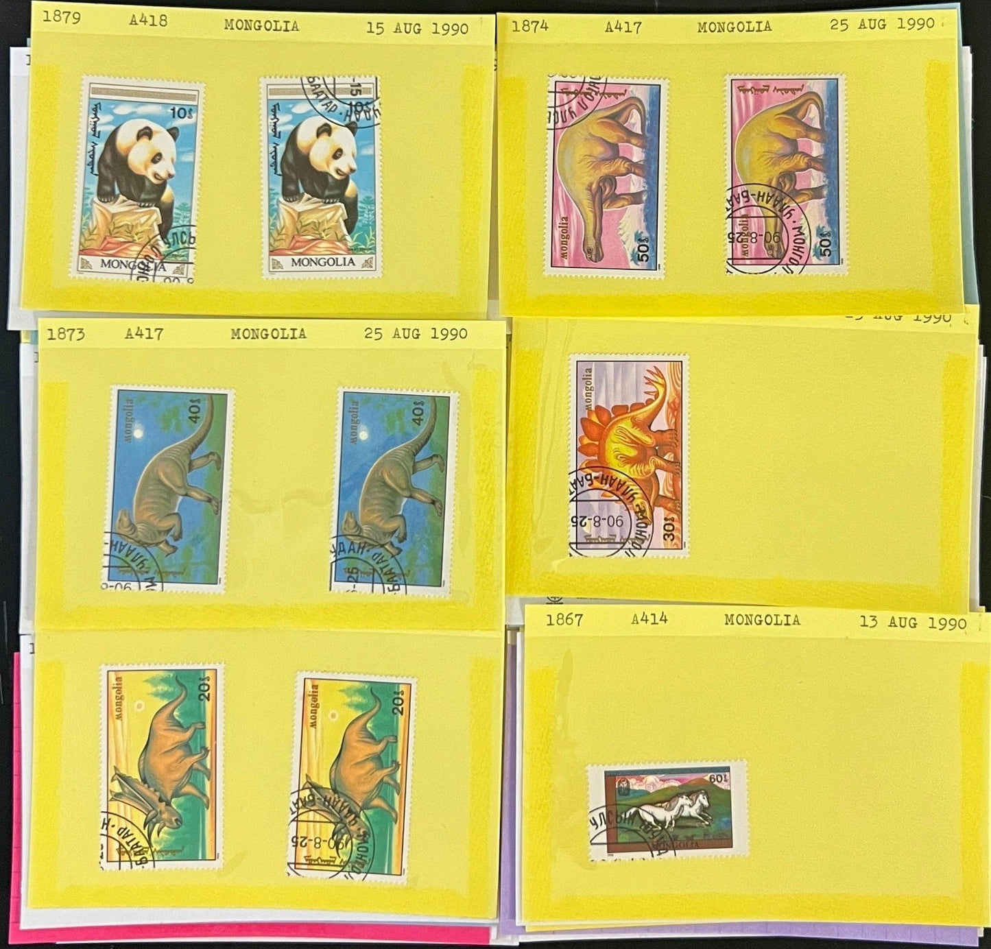 Mongolia & Malaya Stamp Collection On Hundreds of Dealer Cards ZAYIX