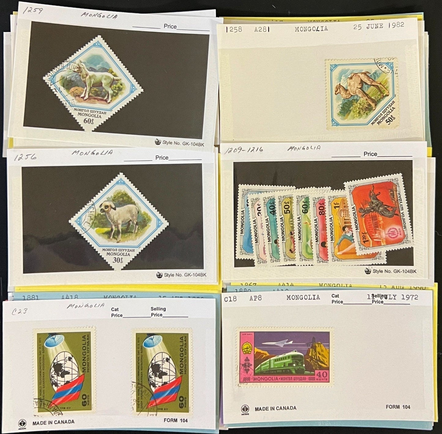 Mongolia & Malaya Stamp Collection On Hundreds of Dealer Cards ZAYIX