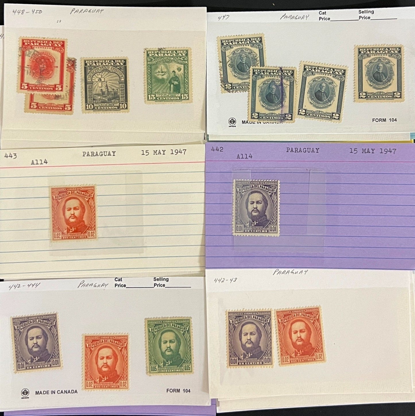 World Wide Assorted Stamp Collection On Hundreds of Dealer Cards ZAYIX