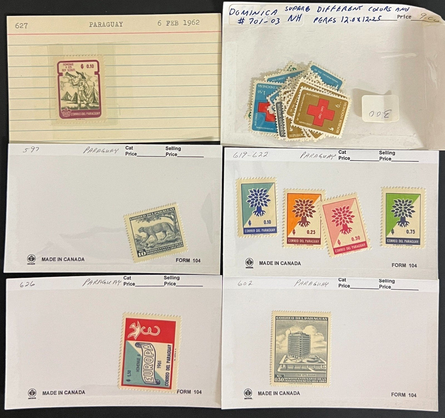 World Wide Assorted Stamp Collection On Hundreds of Dealer Cards ZAYIX