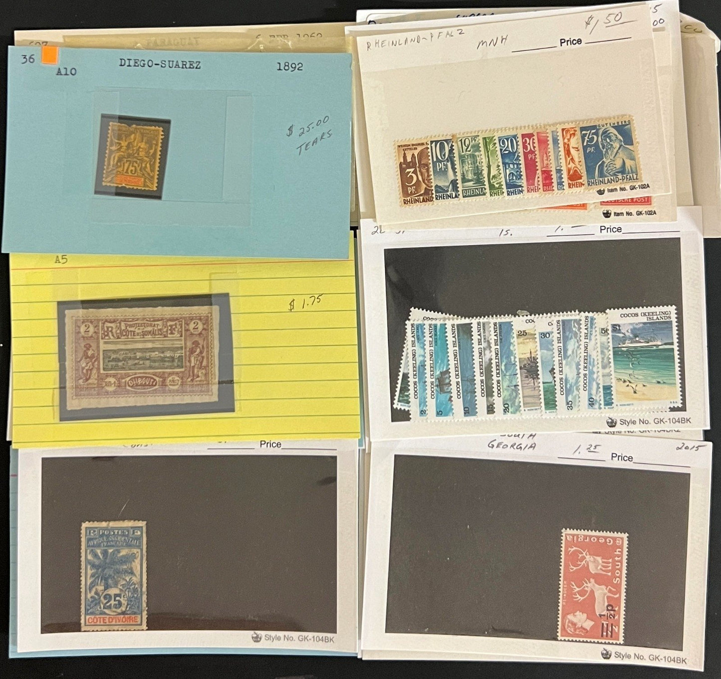 World Wide Assorted Stamp Collection On Hundreds of Dealer Cards ZAYIX