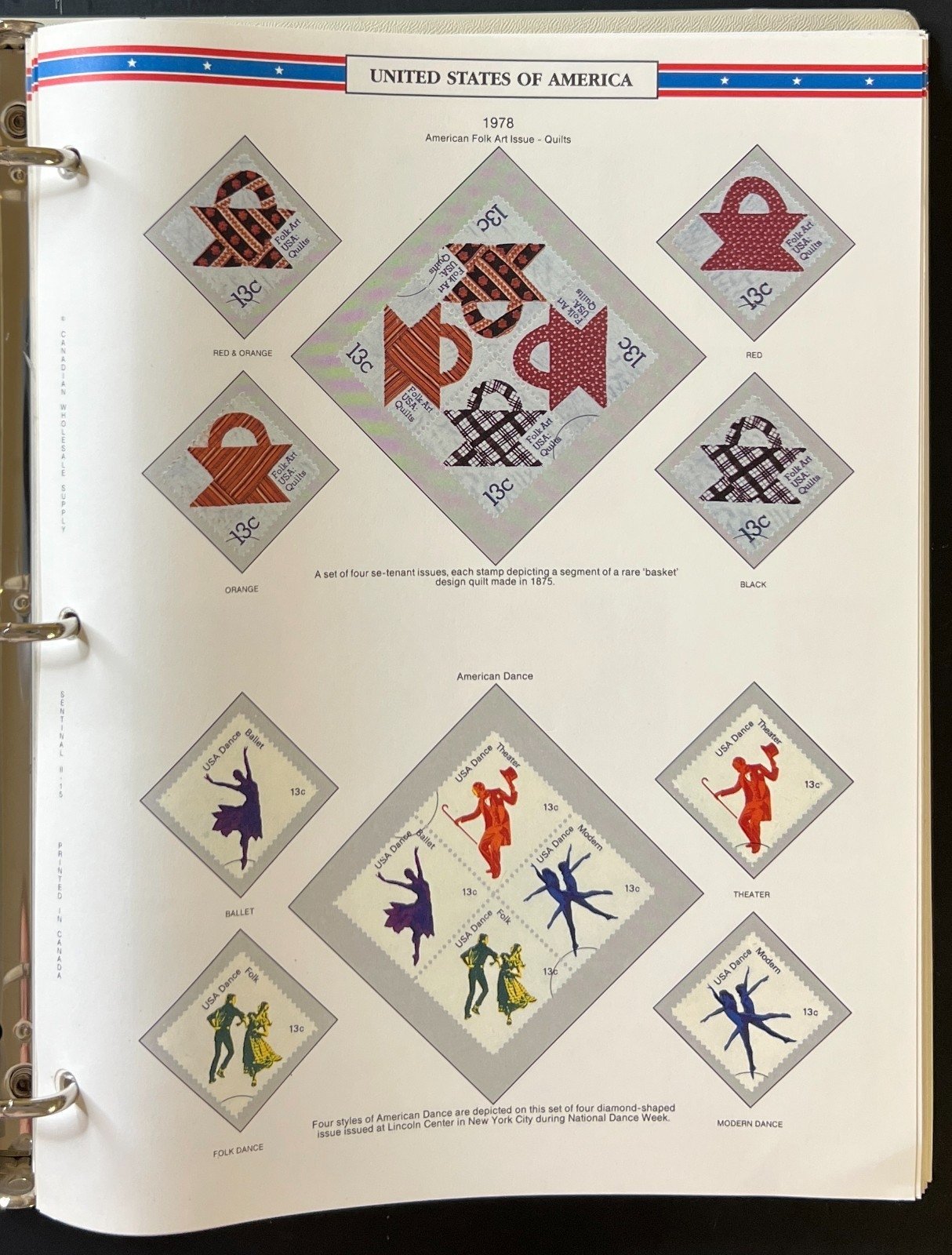 U.S. Sentinel Stamp Album 2 Volume Set Colored Album Pages 1975-1994 ZAYIX