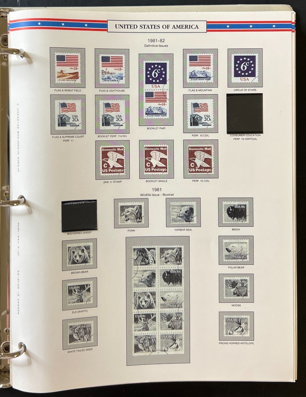 U.S. Sentinel Stamp Album 2 Volume Set Colored Album Pages 1975-1994 ZAYIX