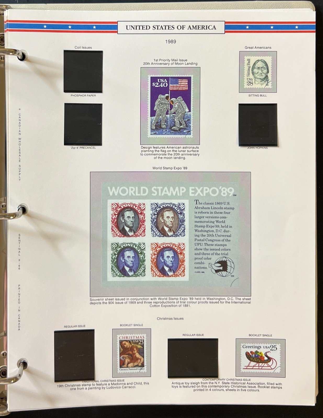 U.S. Sentinel Stamp Album 2 Volume Set Colored Album Pages 1975-1994 ZAYIX