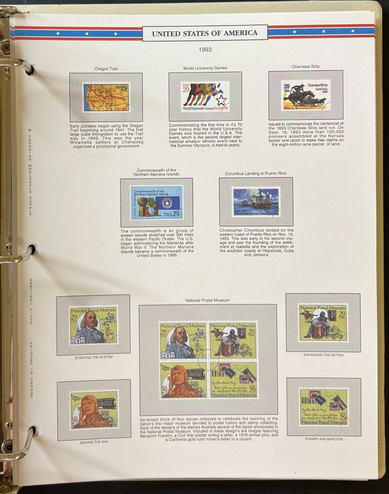 U.S. Sentinel Stamp Album 2 Volume Set Colored Album Pages 1975-1994 ZAYIX