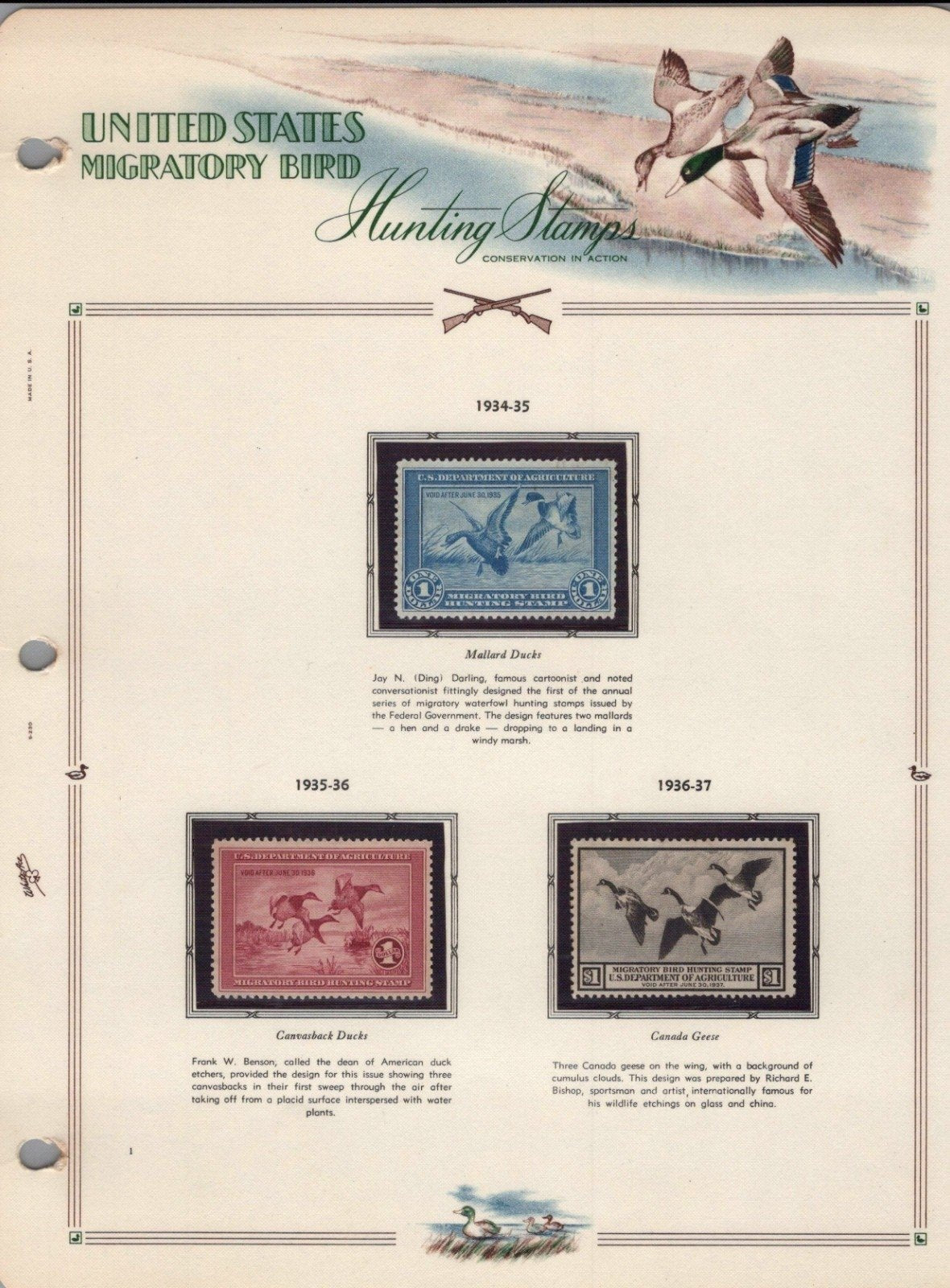 U.S. Federal Duck Stamp Collection RW1-RW61 White Ace Album 1934-1995 ZAYIX