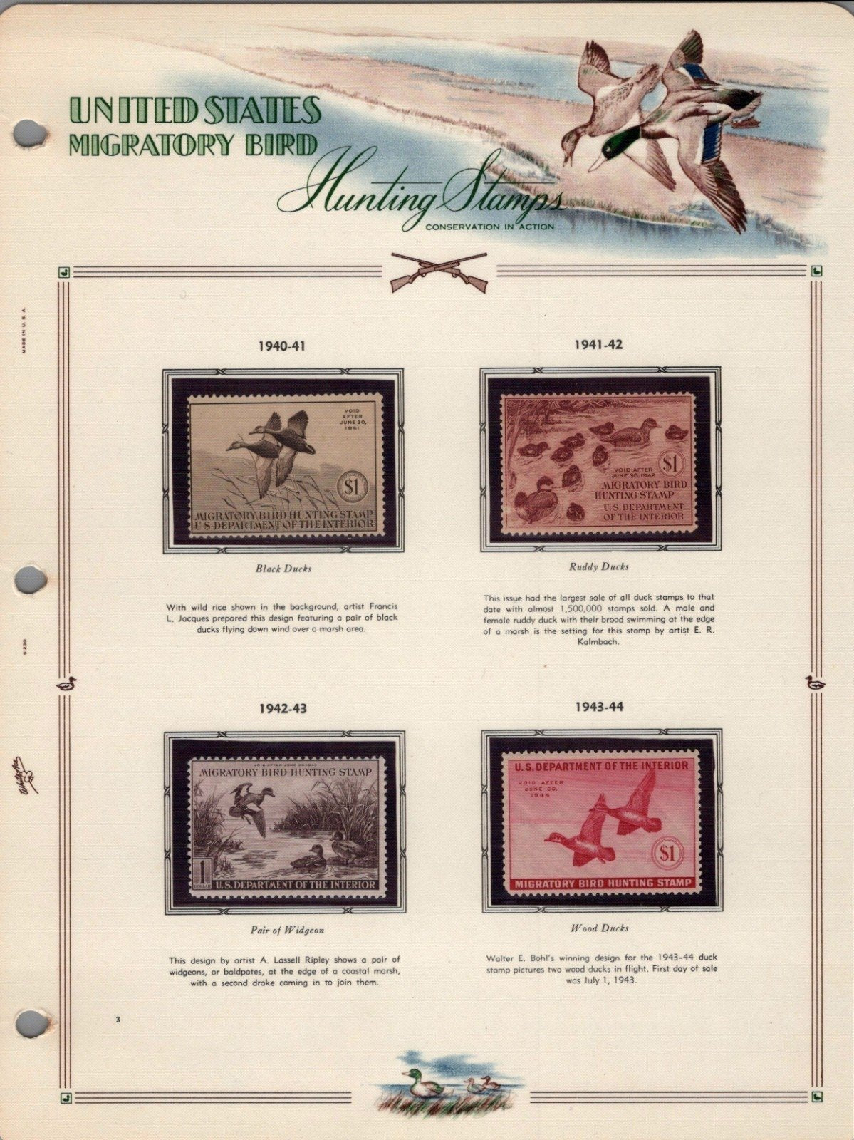 U.S. Federal Duck Stamp Collection RW1-RW61 White Ace Album 1934-1995 ZAYIX