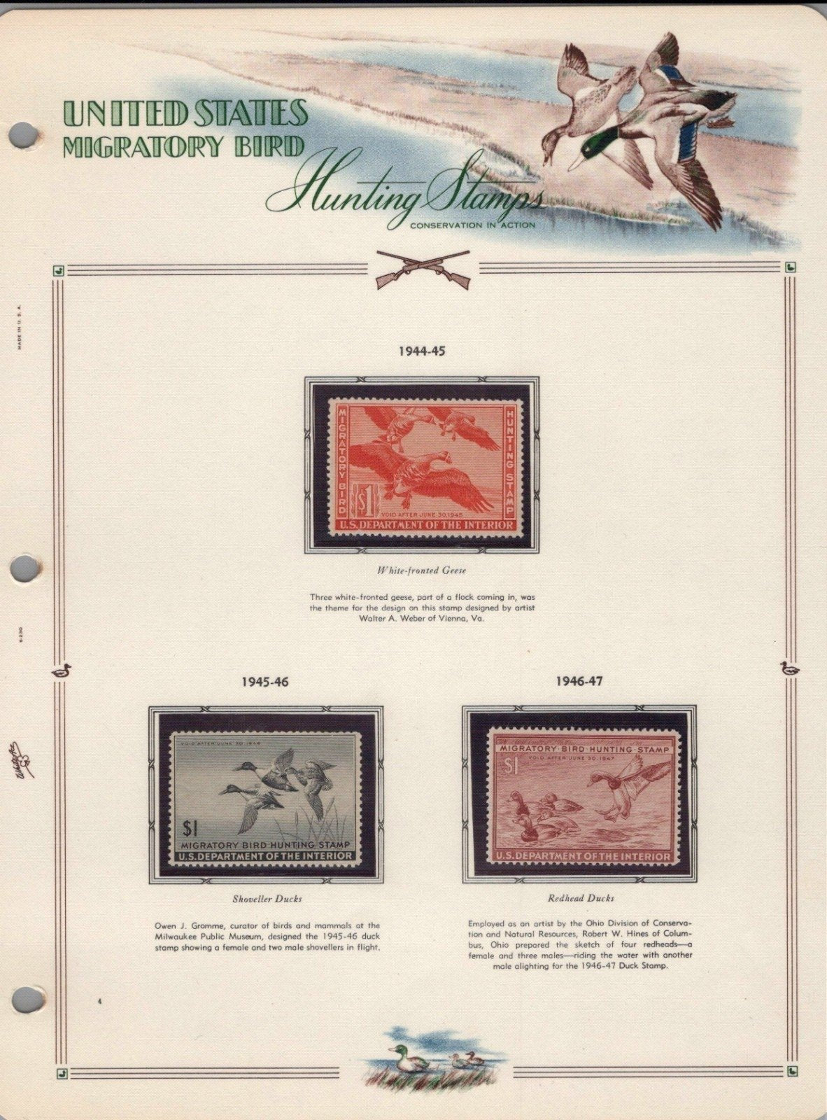 U.S. Federal Duck Stamp Collection RW1-RW61 White Ace Album 1934-1995 ZAYIX
