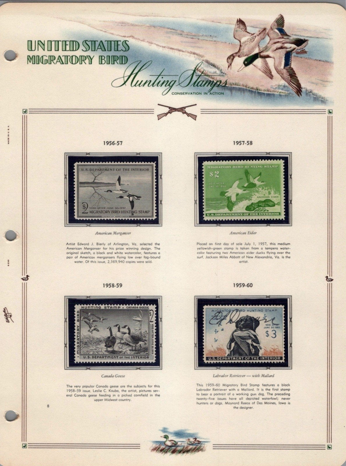 U.S. Federal Duck Stamp Collection RW1-RW61 White Ace Album 1934-1995 ZAYIX