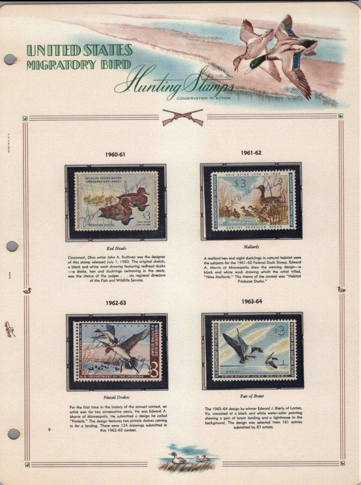 U.S. Federal Duck Stamp Collection RW1-RW61 White Ace Album 1934-1995 ZAYIX