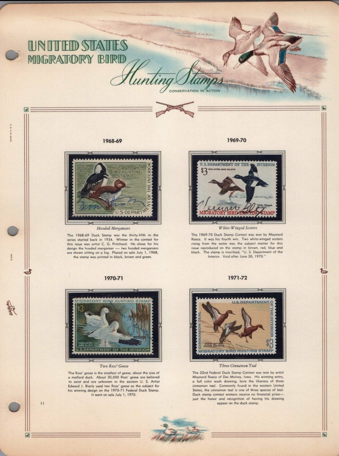 U.S. Federal Duck Stamp Collection RW1-RW61 White Ace Album 1934-1995 ZAYIX