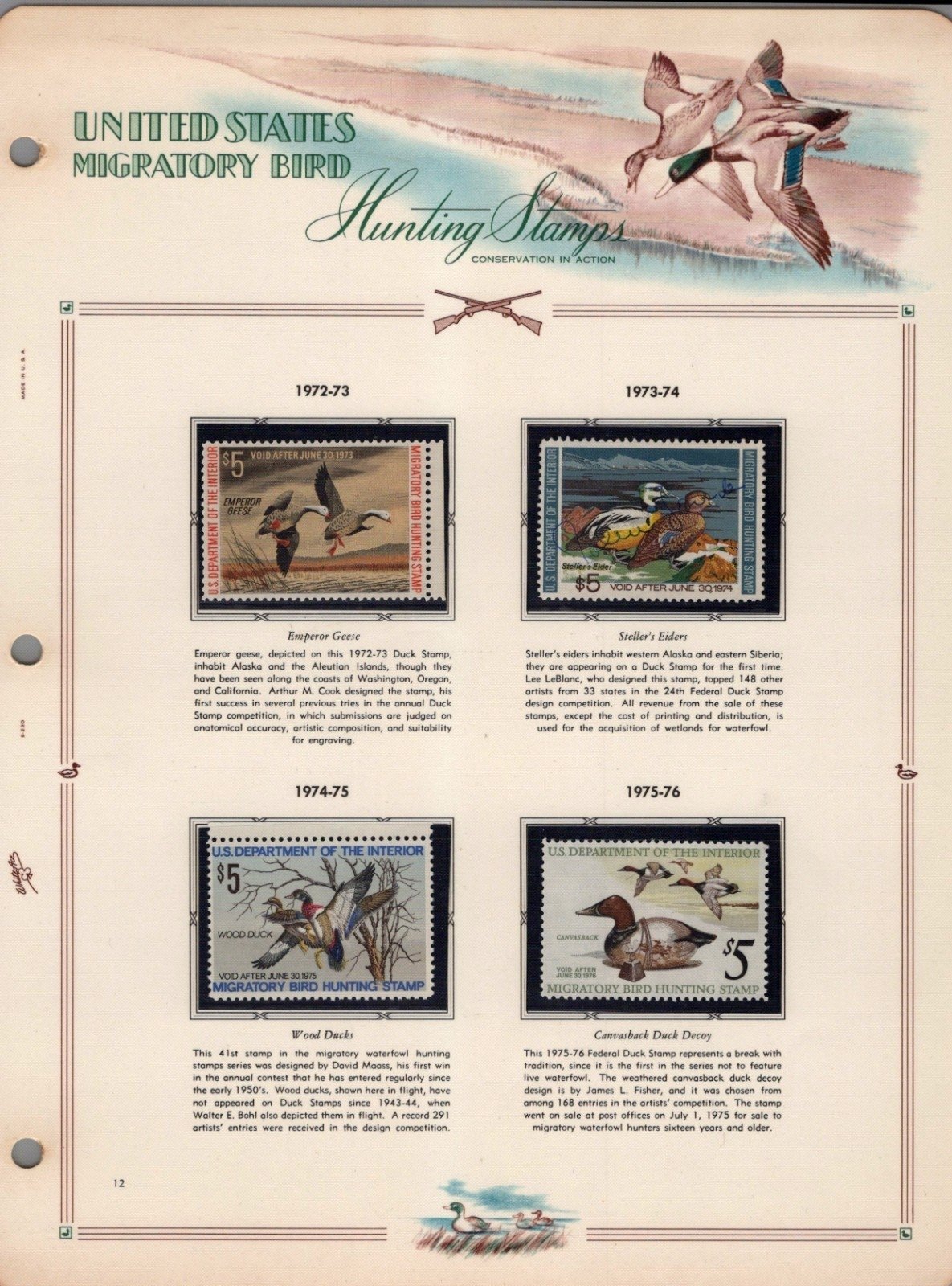 U.S. Federal Duck Stamp Collection RW1-RW61 White Ace Album 1934-1995 ZAYIX