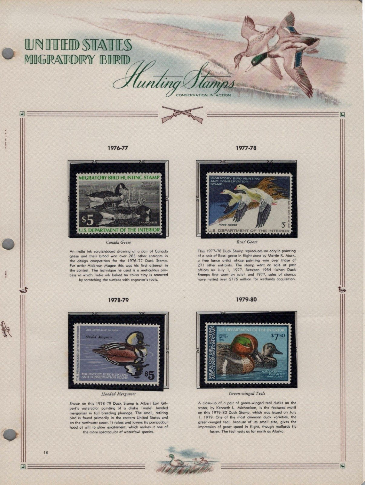 U.S. Federal Duck Stamp Collection RW1-RW61 White Ace Album 1934-1995 ZAYIX