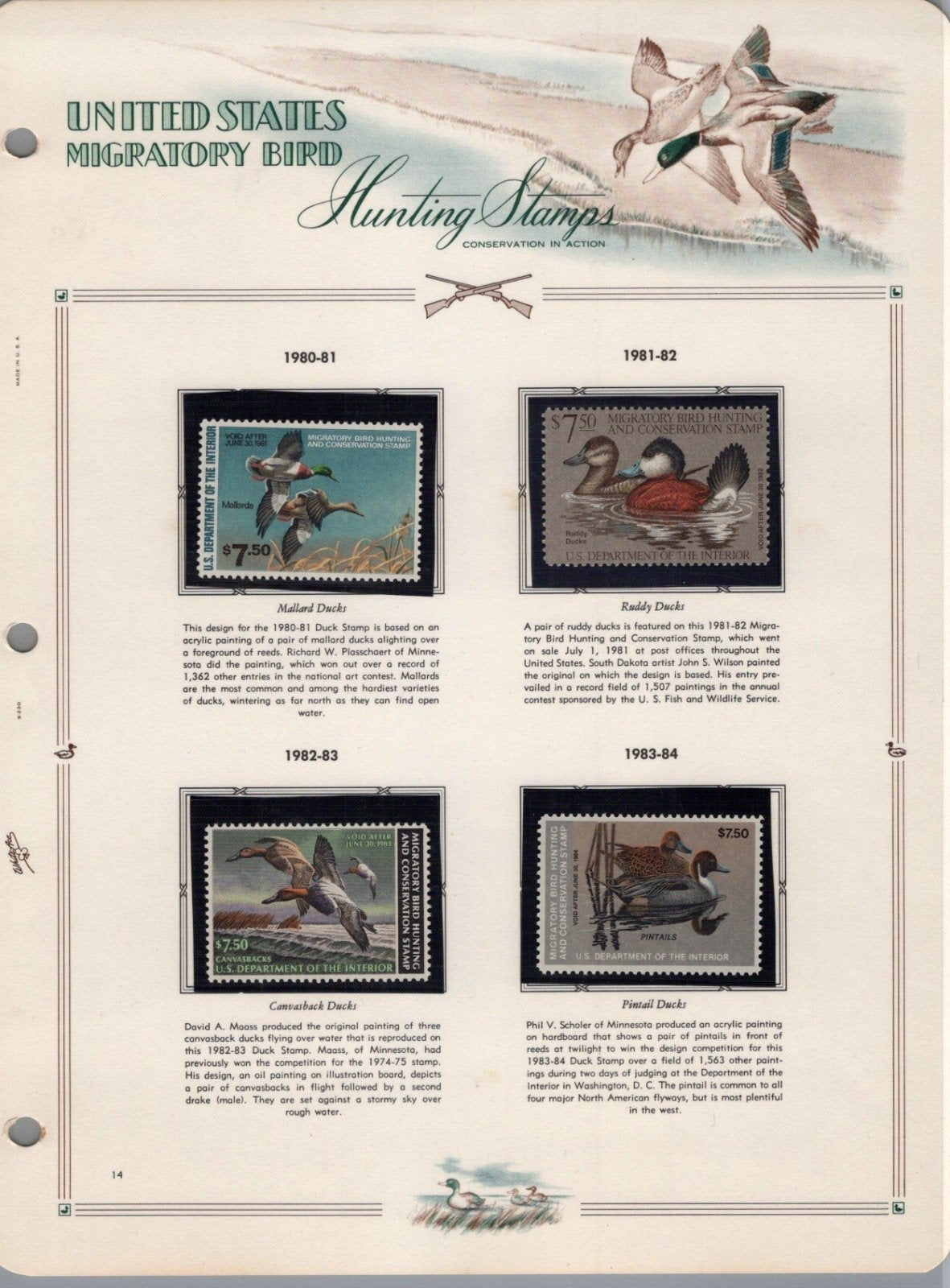 U.S. Federal Duck Stamp Collection RW1-RW61 White Ace Album 1934-1995 ZAYIX