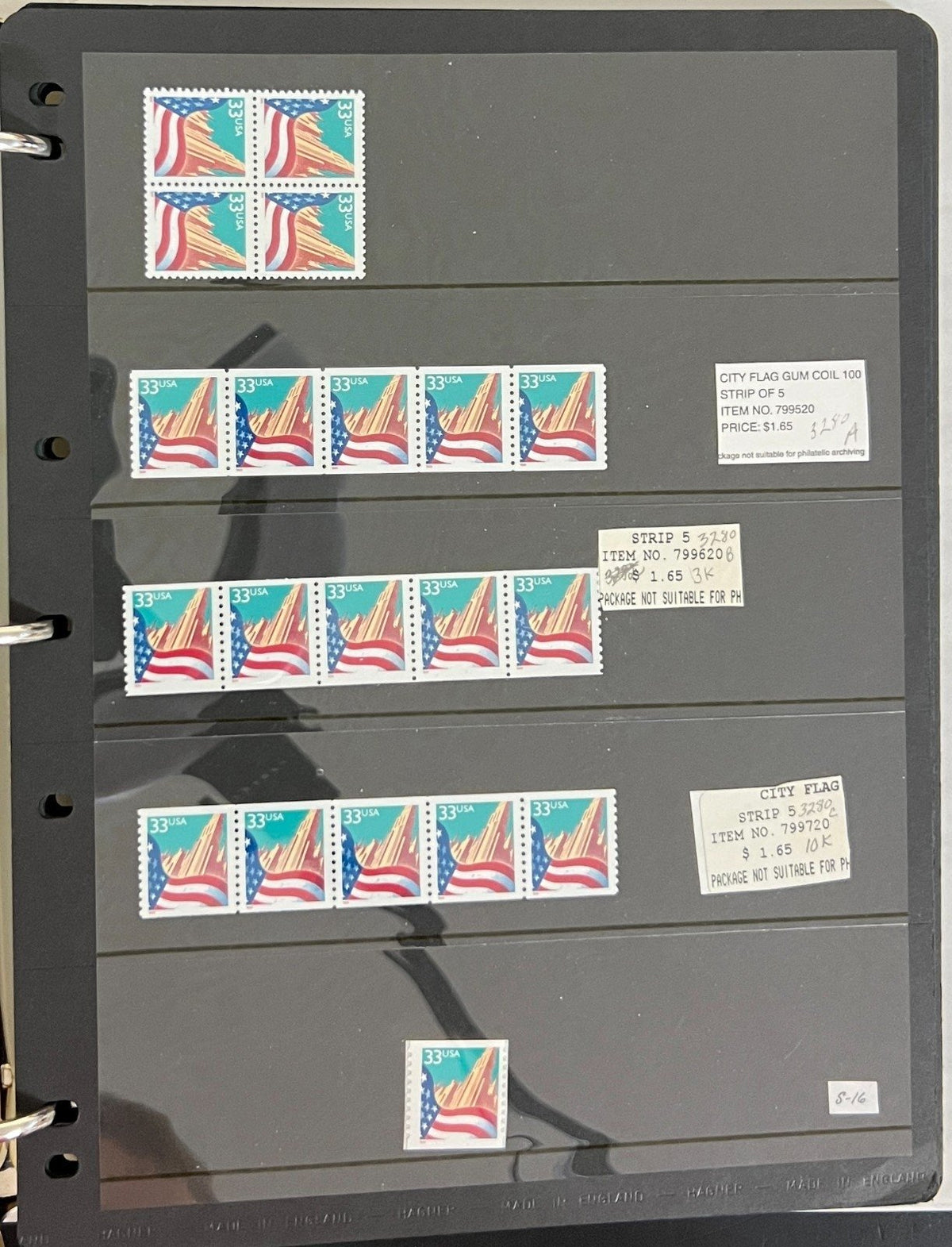 United States Coil Strips, & Singles  Stamp Collection Album MNH ZAYIX