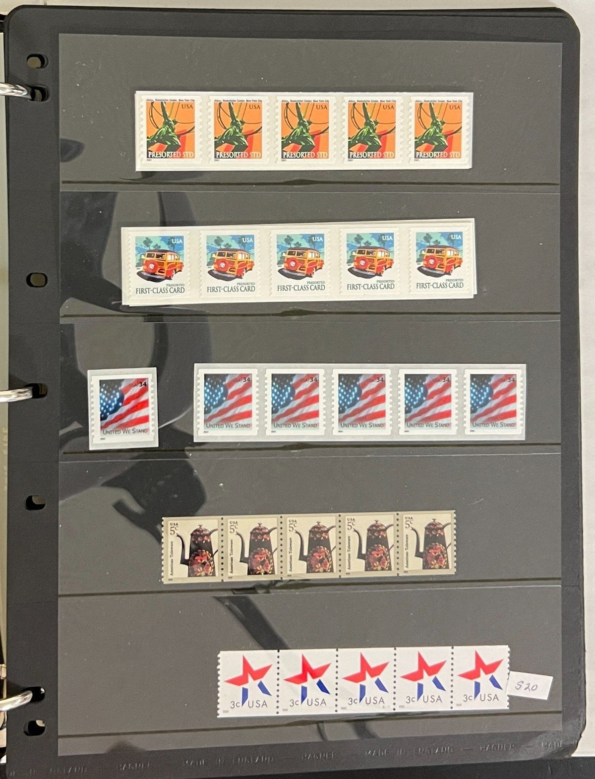 United States Coil Strips, & Singles  Stamp Collection Album MNH ZAYIX