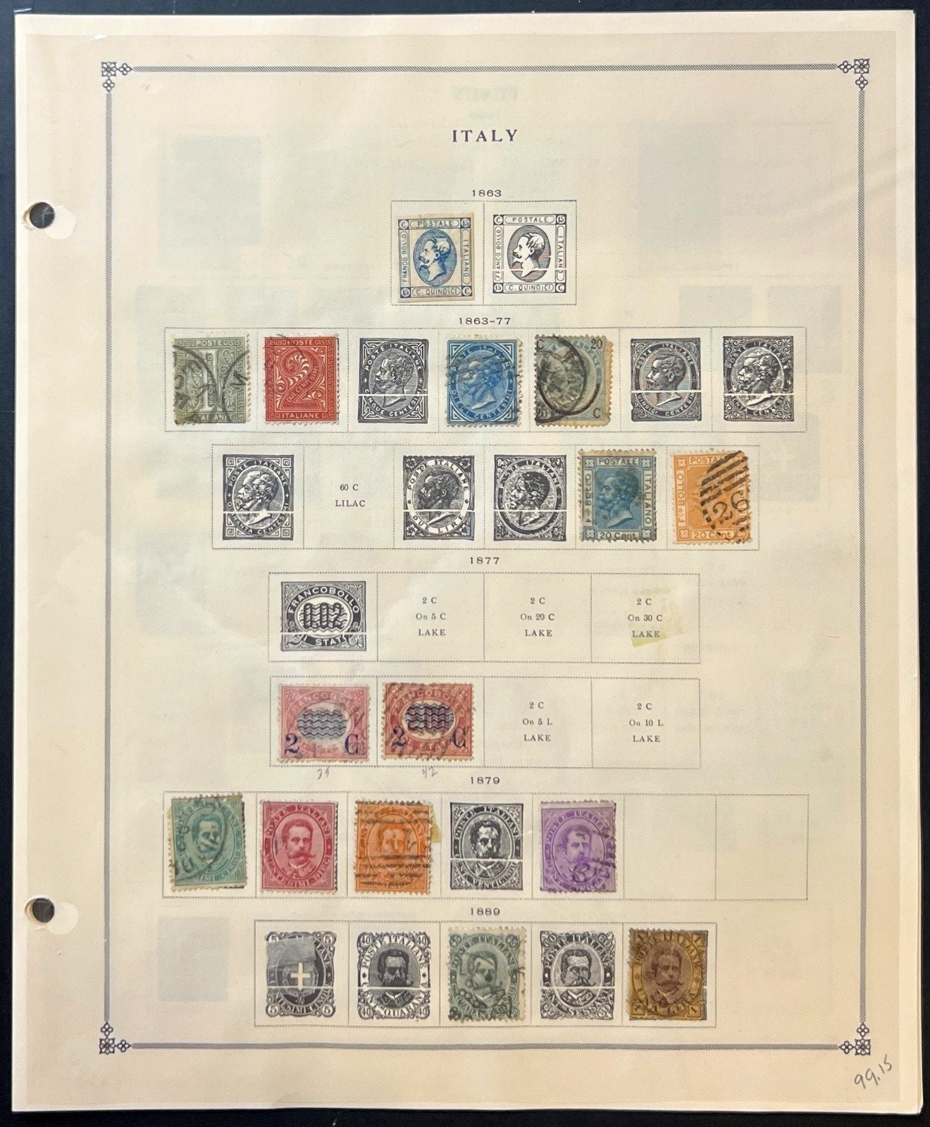 Italy Stamp Collection Album Pages Used 1863-1930 ZAYIX