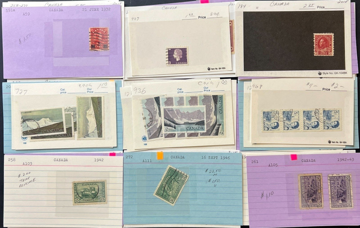 Canada Stamp Collection On Thousands of Dealer Cards Mint & Used ZAYIX