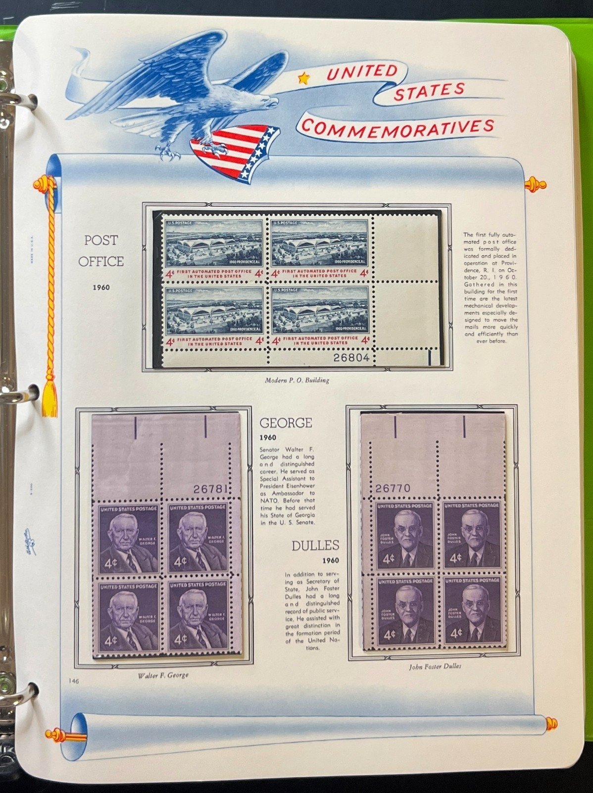 U.S. Plate Block Stamp Album Collection Very Full Albums 1945-1970  ZAYIX