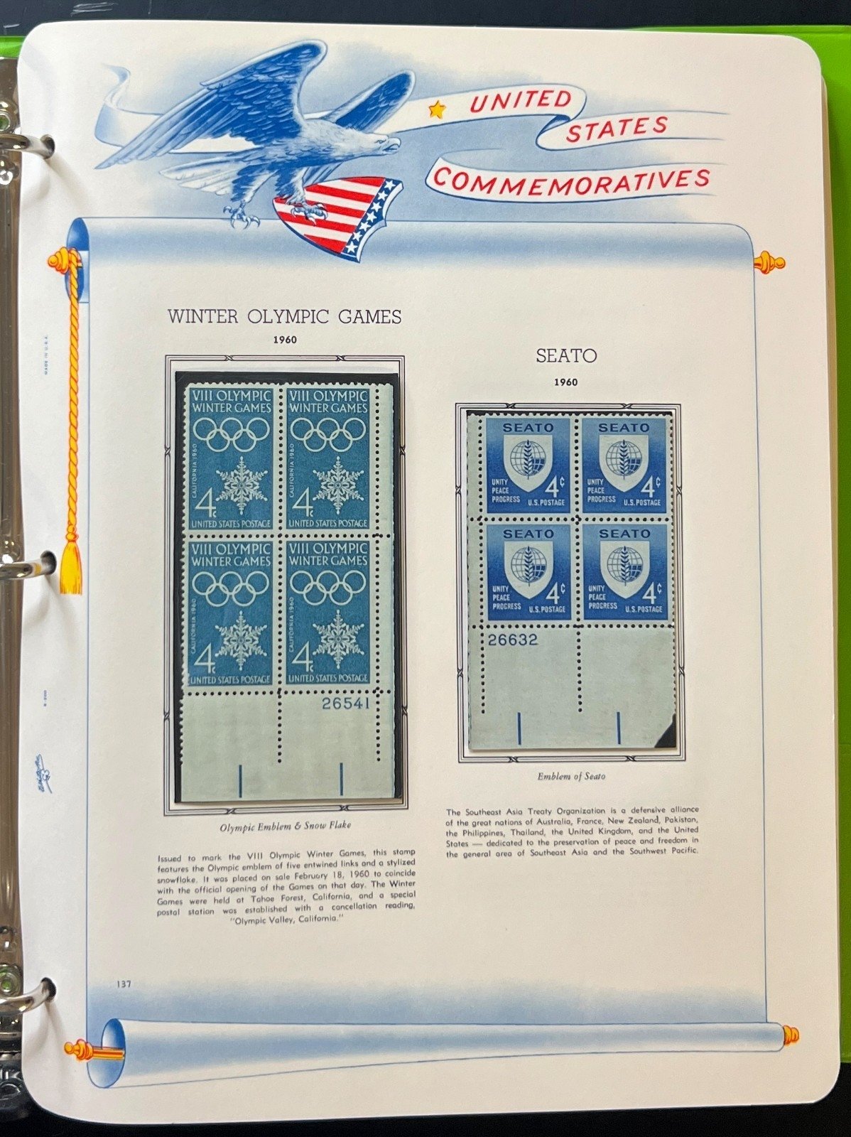 U.S. Plate Block Stamp Album Collection Very Full Albums 1945-1970  ZAYIX