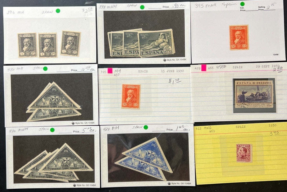 France & Spain Stamp Collection On Thousands of Dealer Cards Mint & Used ZAYIX