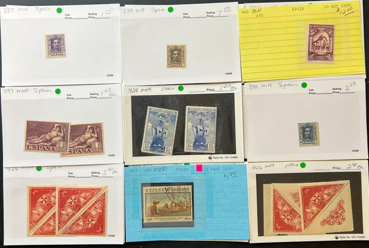 France & Spain Stamp Collection On Thousands of Dealer Cards Mint & Used ZAYIX