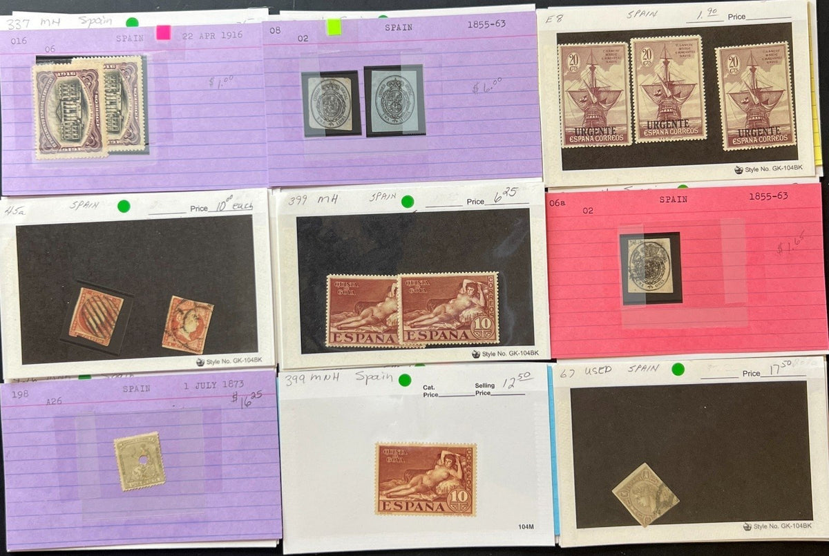 France & Spain Stamp Collection On Thousands of Dealer Cards Mint & Used ZAYIX
