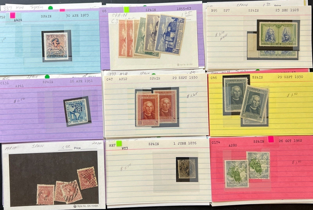 France & Spain Stamp Collection On Thousands of Dealer Cards Mint & Used ZAYIX