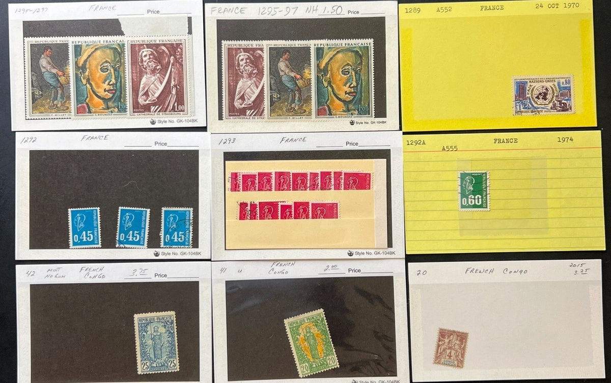 France & Spain Stamp Collection On Thousands of Dealer Cards Mint & Used ZAYIX