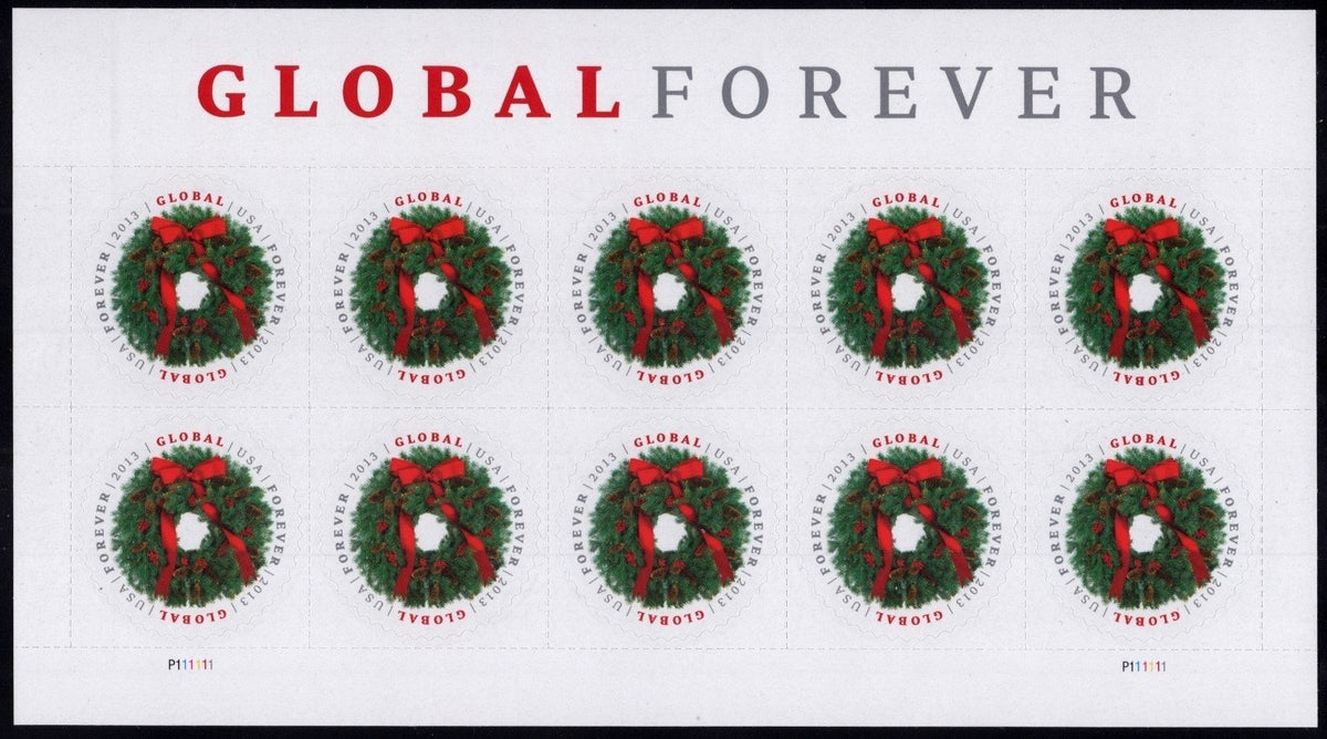 US 4814 Mint Sheet (MNH) Christmas Wreath Global Forever Stamp 2013 ZAYIX