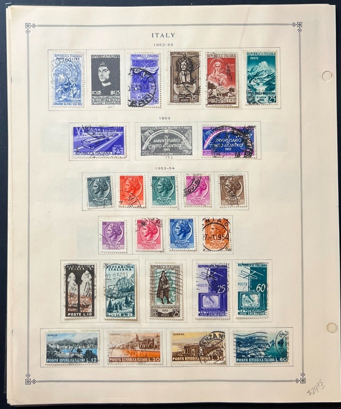 Italy Stamp Collection Album Pages Used 1951-1968 ZAYIX
