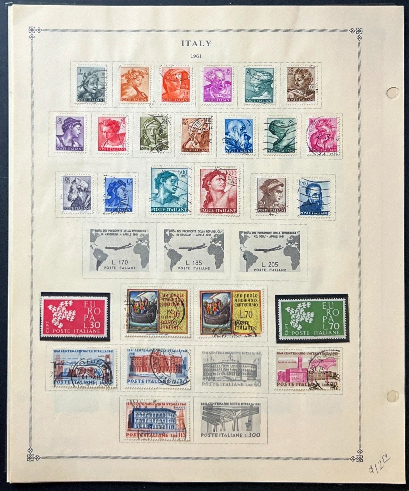 Italy Stamp Collection Album Pages Used 1951-1968 ZAYIX