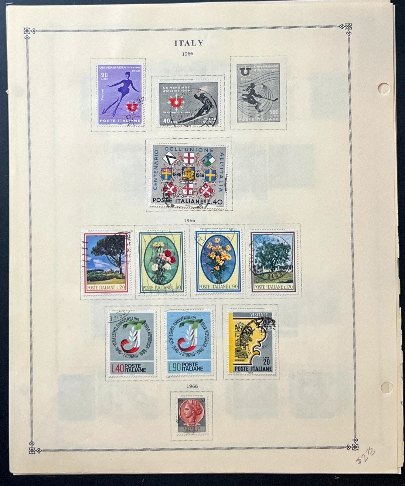Italy Stamp Collection Album Pages Used 1951-1968 ZAYIX