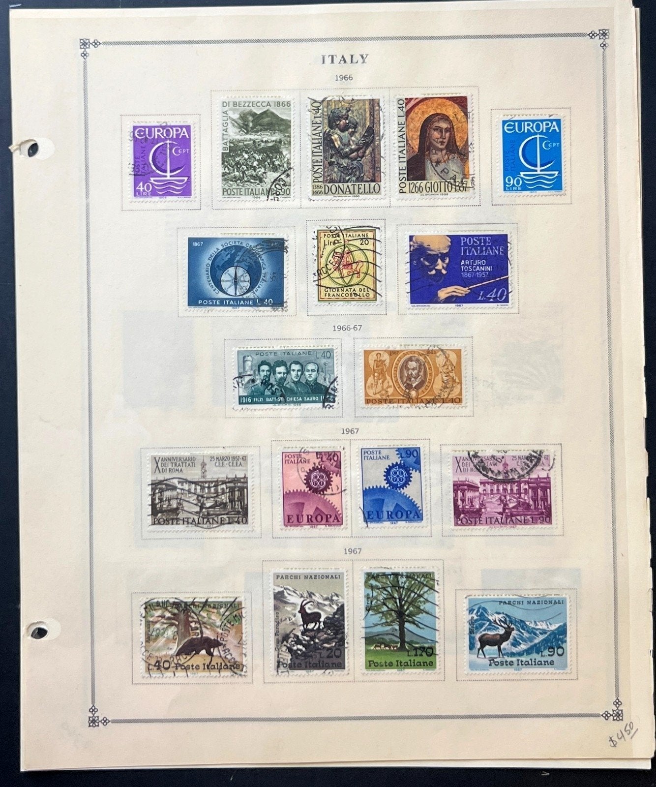 Italy Stamp Collection Album Pages Used 1951-1968 ZAYIX