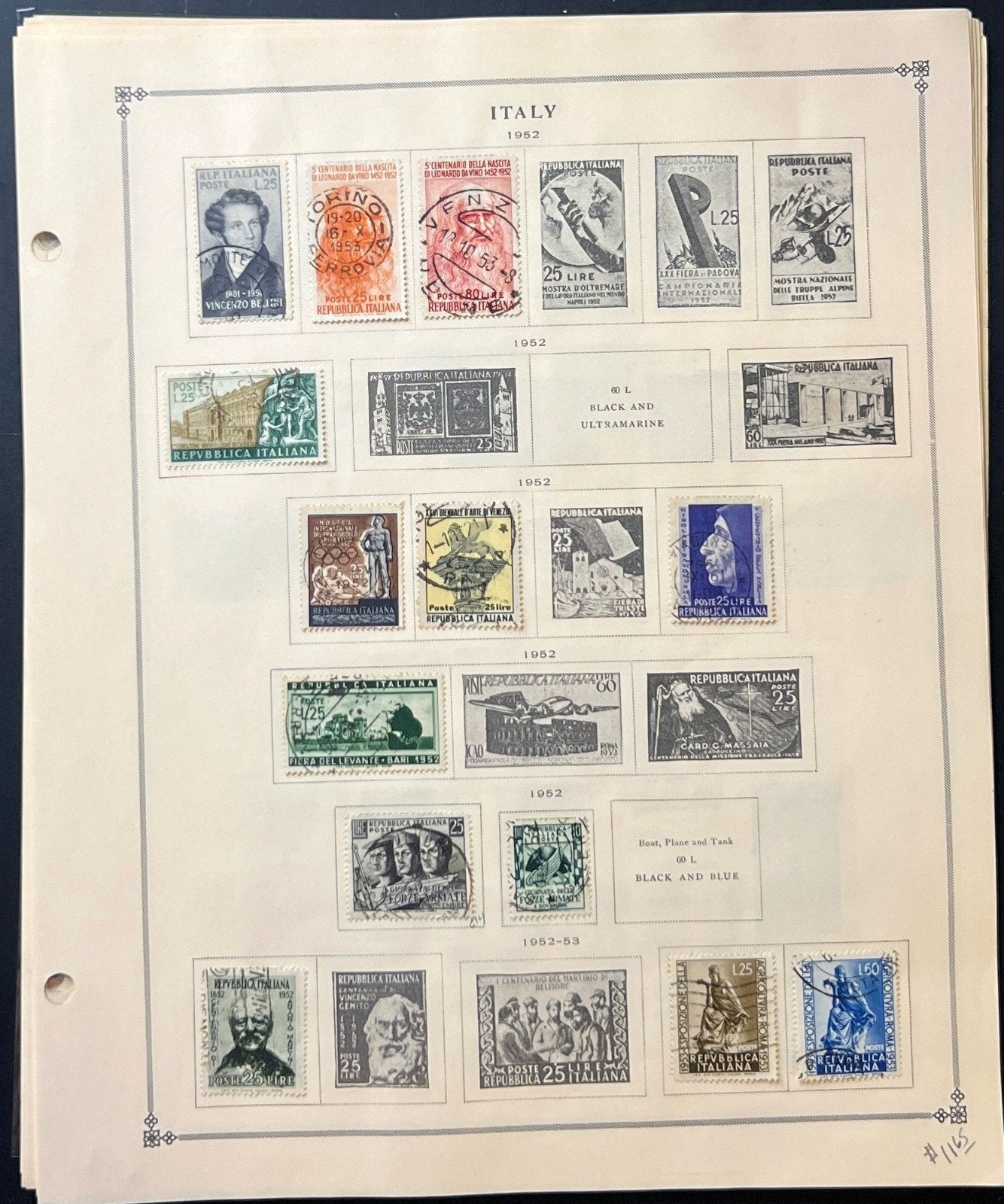 Italy Stamp Collection Album Pages Used 1951-1968 ZAYIX